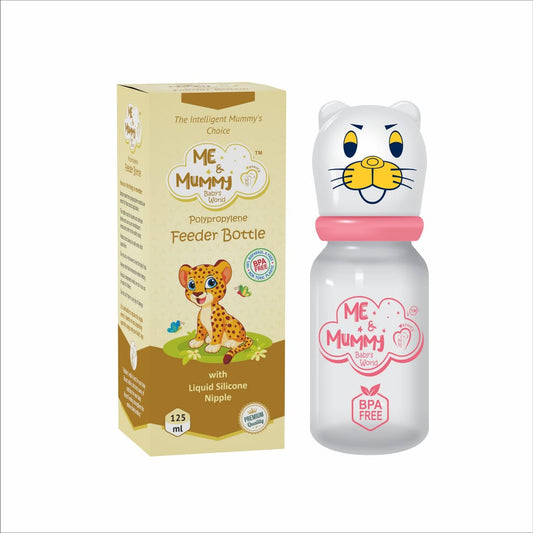 Leapord Anti-Colic Slim Regular Neck Essential Bpa-Free Baby Feeding Bottle, 125Ml, Pack Of 1, Pink