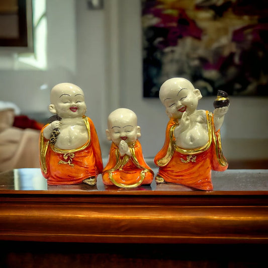 Polyresin Set of 3 Baby Buddha Monk Figurine H- 22 cm