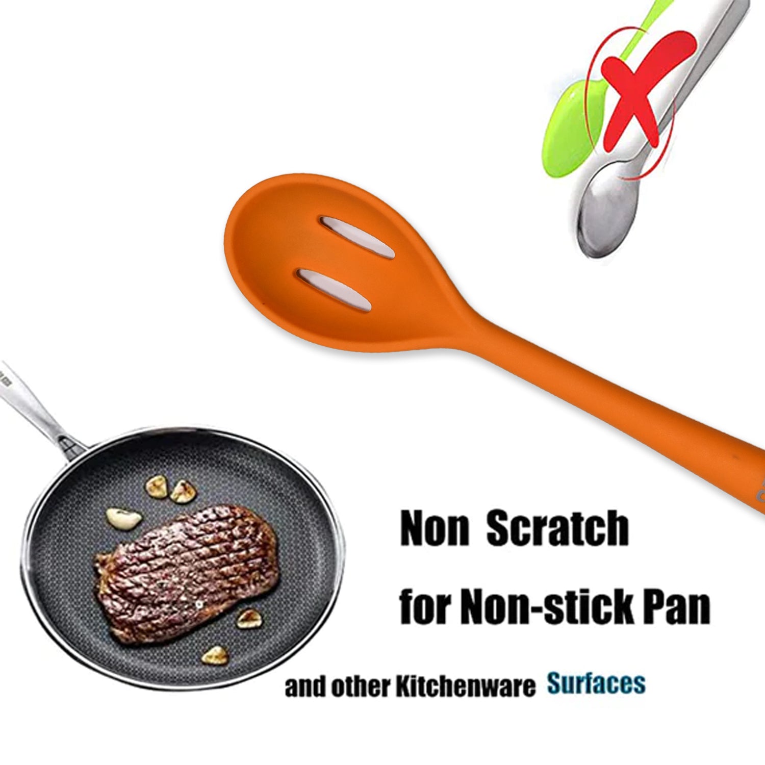 5404 Silicon Non-stick Heat Resistant Kitchen Item Premium Spoon ( 1pc ).