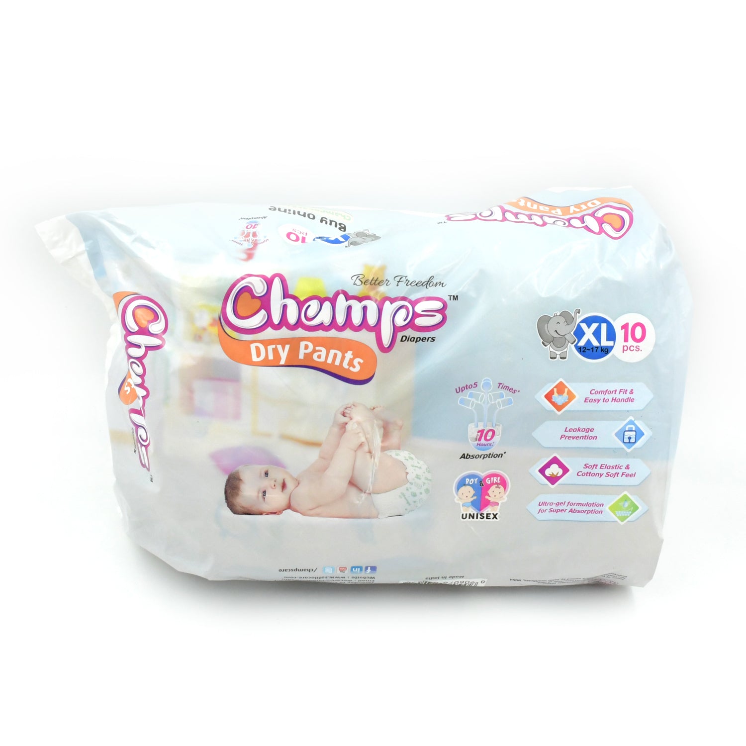 0969 Baby Diaper High Absorbent Pant Diapers  Champs Soft And Dry Baby Diaper Pants Xl  10 Pcs (Extra Large  Xl10 Pieces)